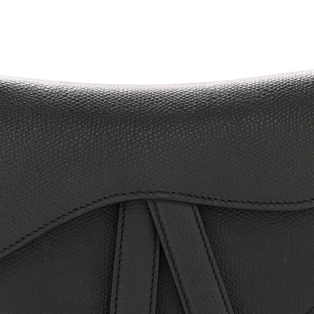 Grained Calfskin Mini Saddle Bag Black