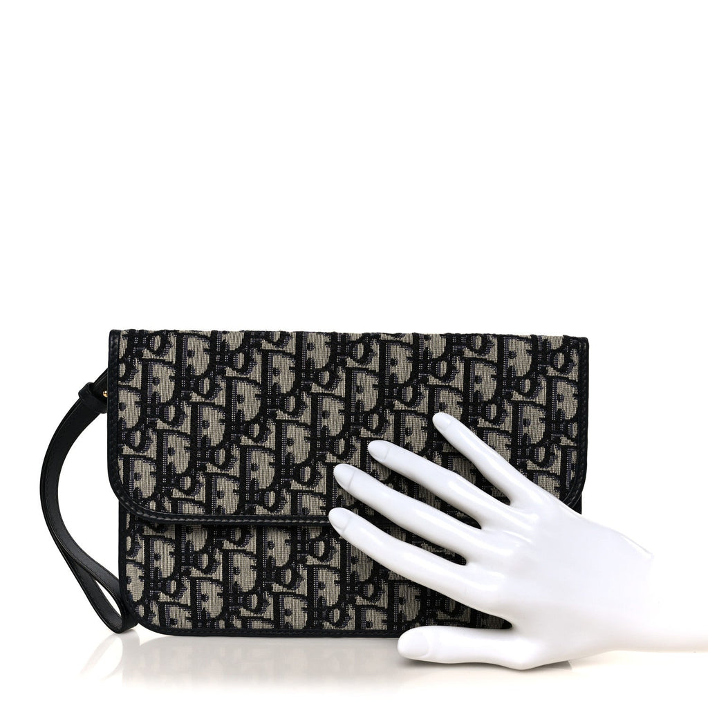Oblique Flap Pouch Clutch Blue