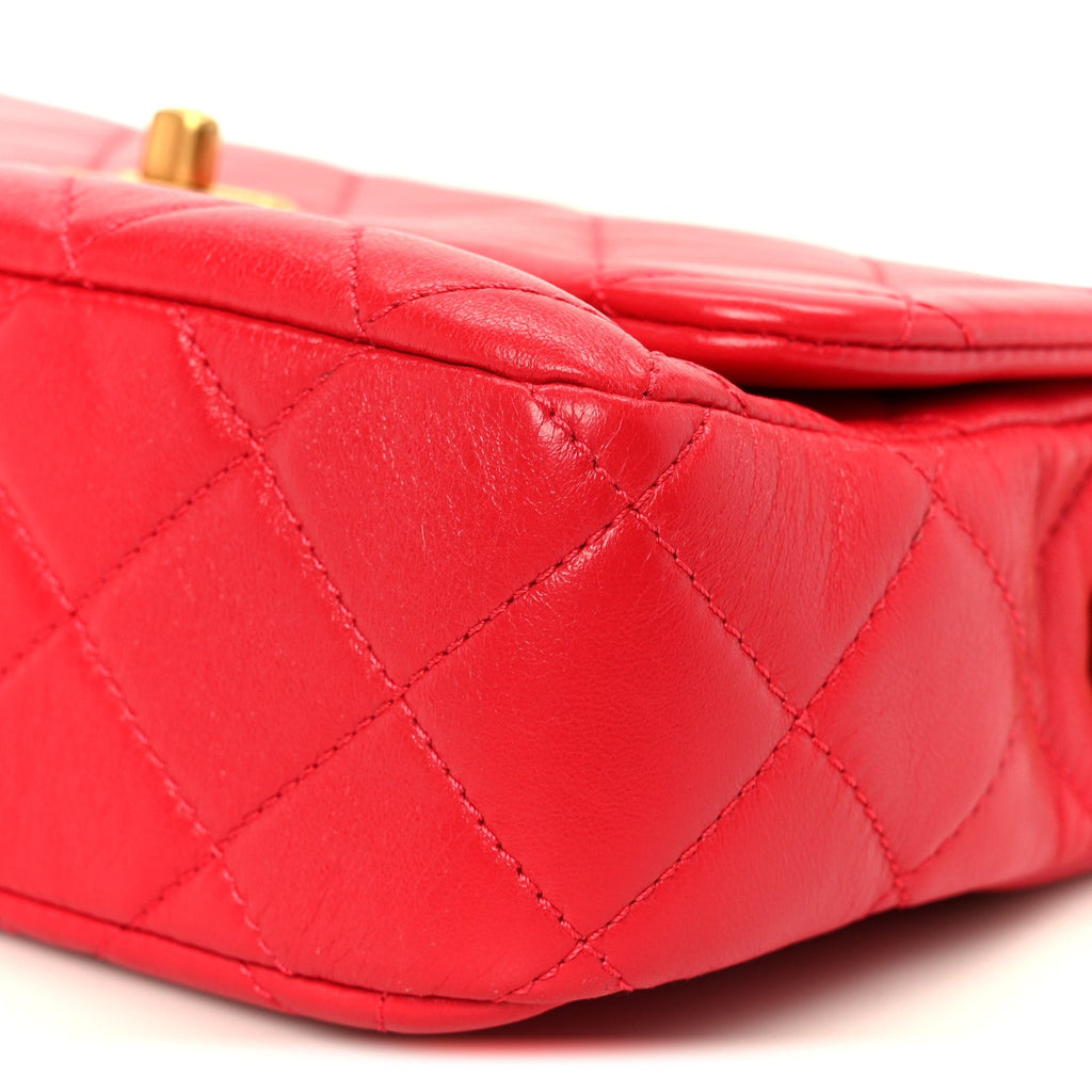 Lambskin Quilted Small Flap Red