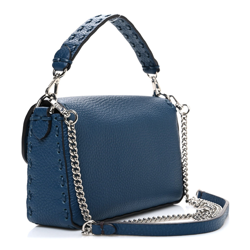 Cuoio Roma Sellerissima Nappa Sintetica Tape Stitch Mini Baguette Placca Argento