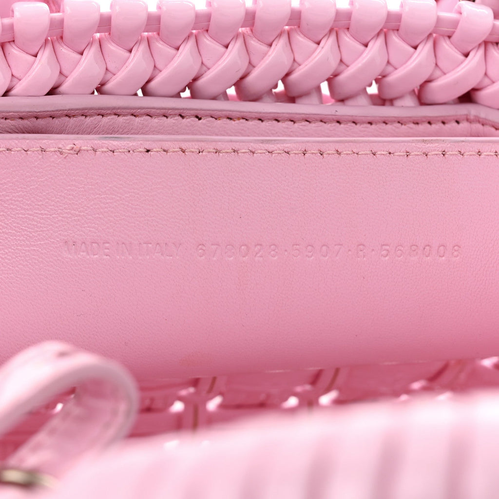 Faux Calfskin Braided Varnished XXS Bistro Basket Candy Pink