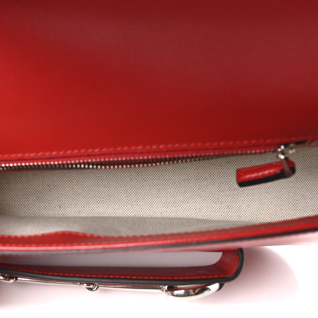 Demetra Small Horsebit 1955 Asymmetric Shoulder Bag New Cherry Red