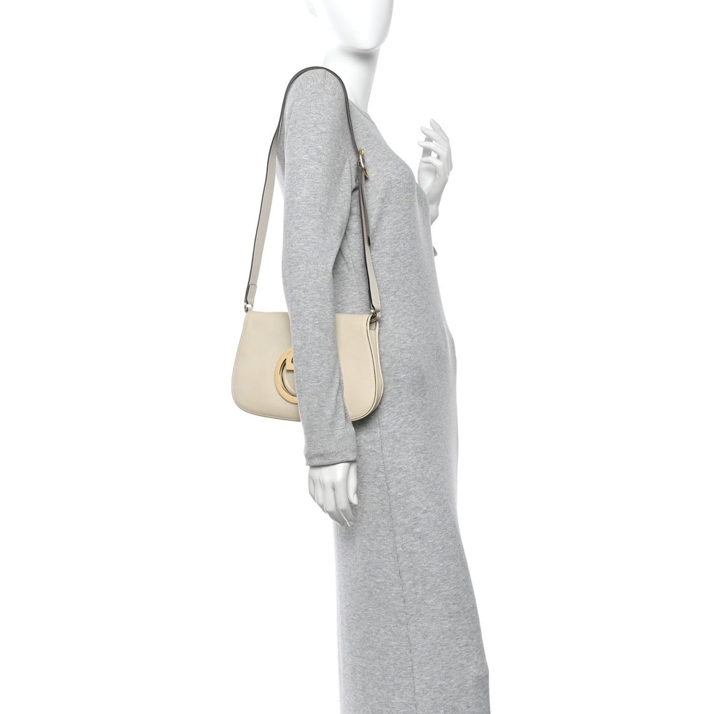 Roxy Calfskin Blondie Chain Shoulder Flap Bag Mystic White