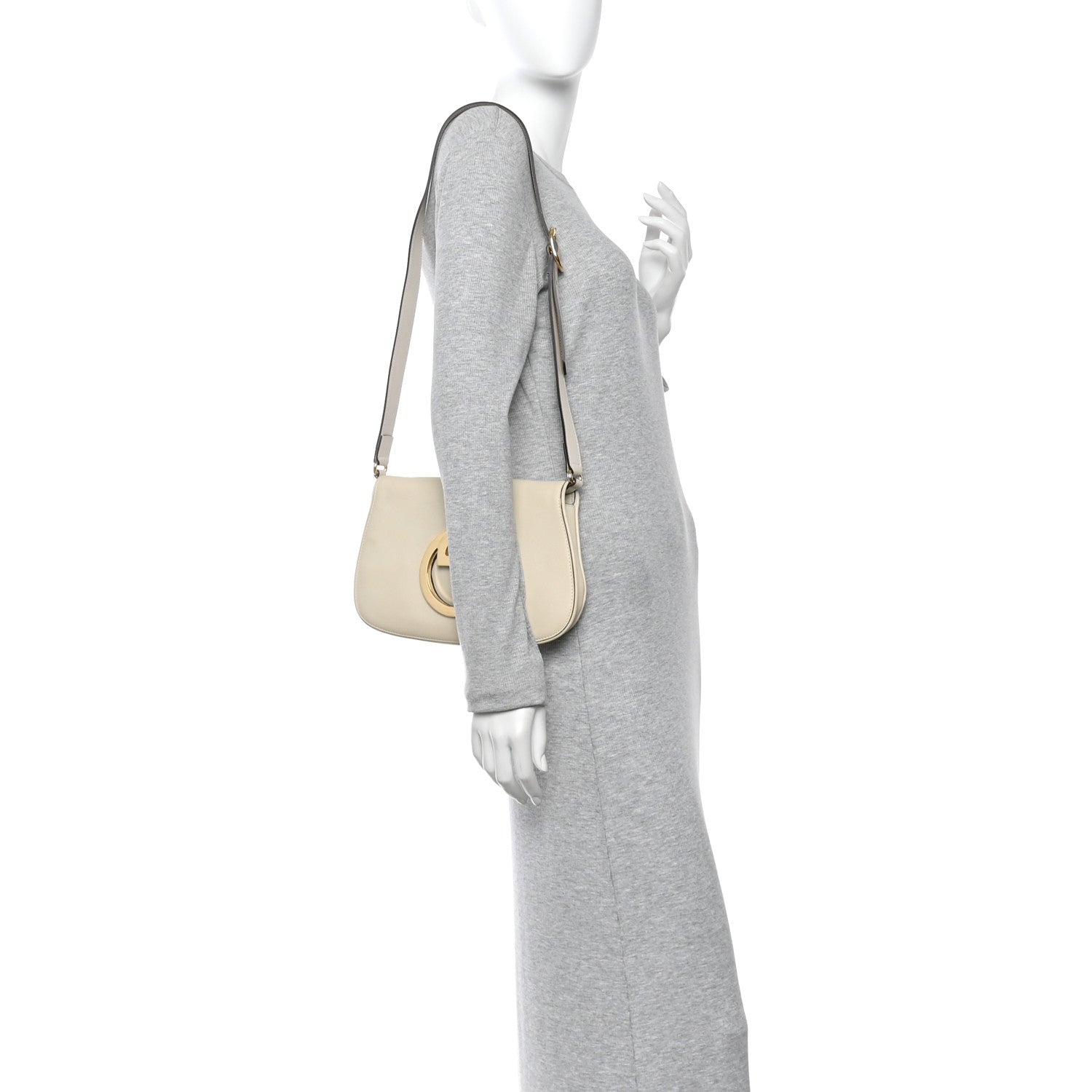 Roxy Calfskin Blondie Chain Shoulder Flap Bag Mystic White