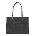 Caviar Quilted Grand Shopping Tote GST Black