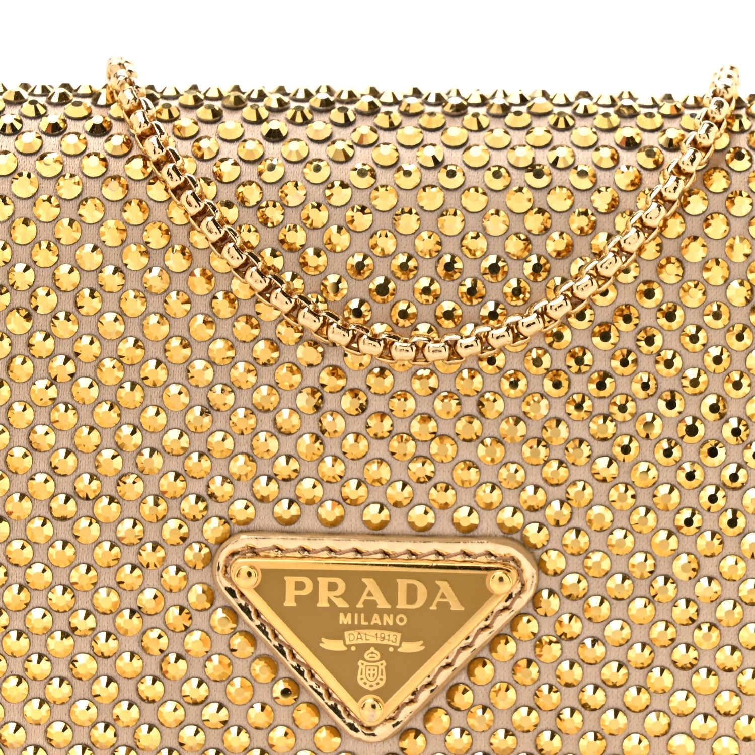 Satin Crystal Metal Triangle Logo  Holder With Strap Platino