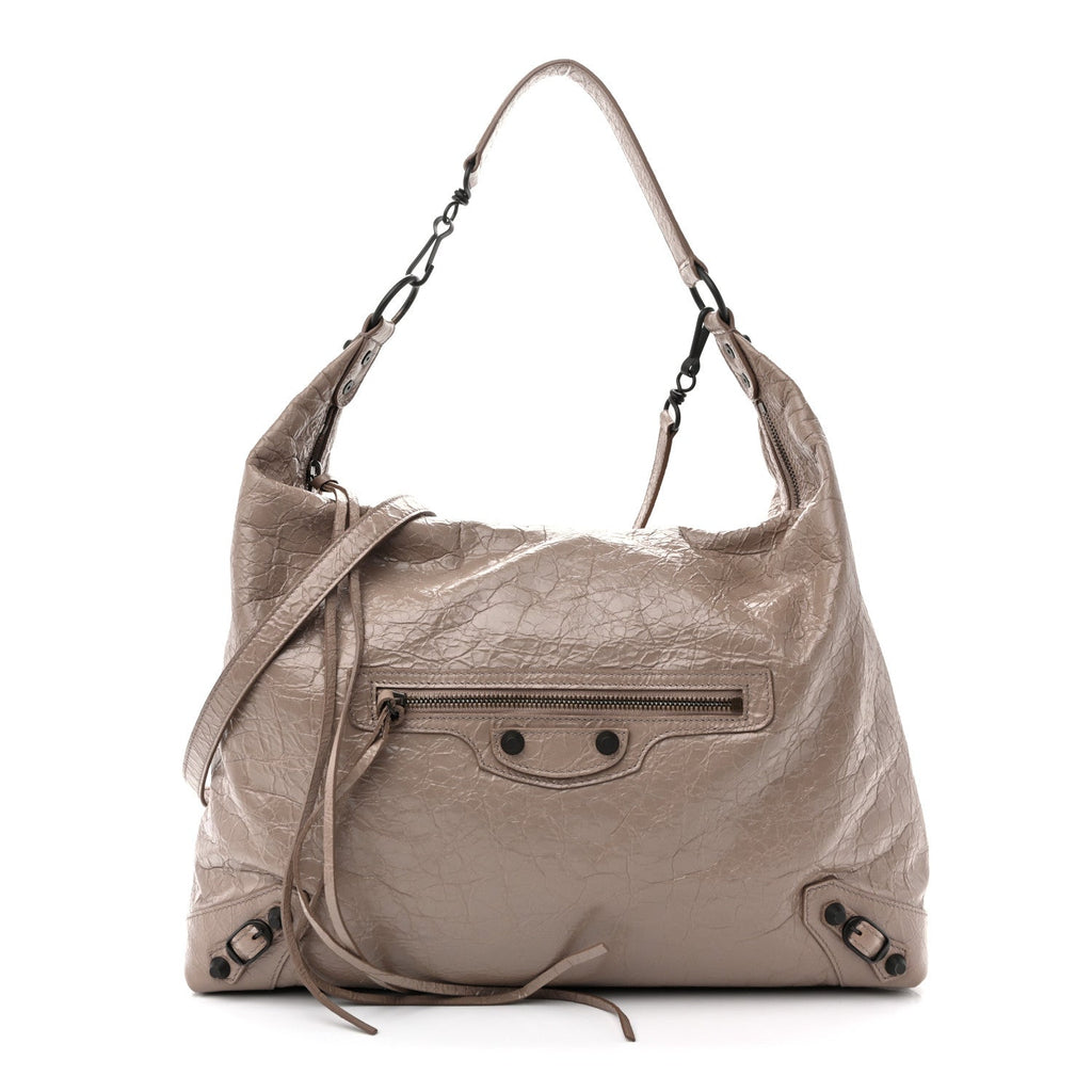 Arena Lambskin Classic Hardware Medium Le City Hobo Bag Sesame