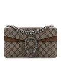GG Supreme Monogram Suede Crystal Small Dionysus Shoulder Bag Beige Ebony Taupe