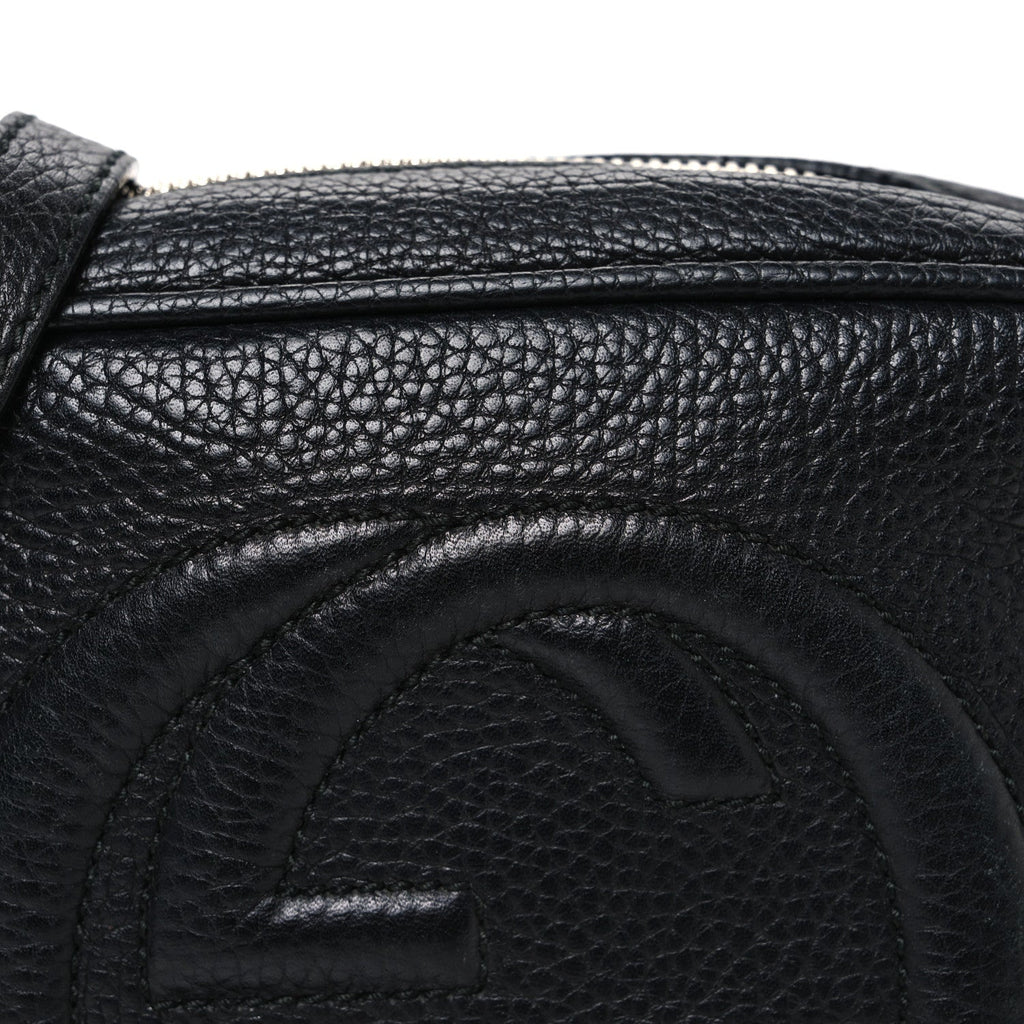 Pebbled Calfskin Small Soho Disco Bag Black