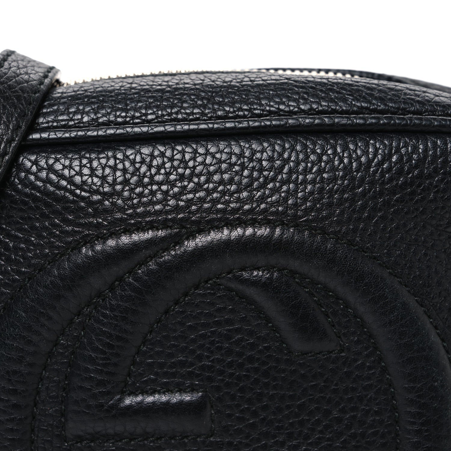 Pebbled Calfskin Small Soho Disco Bag Black