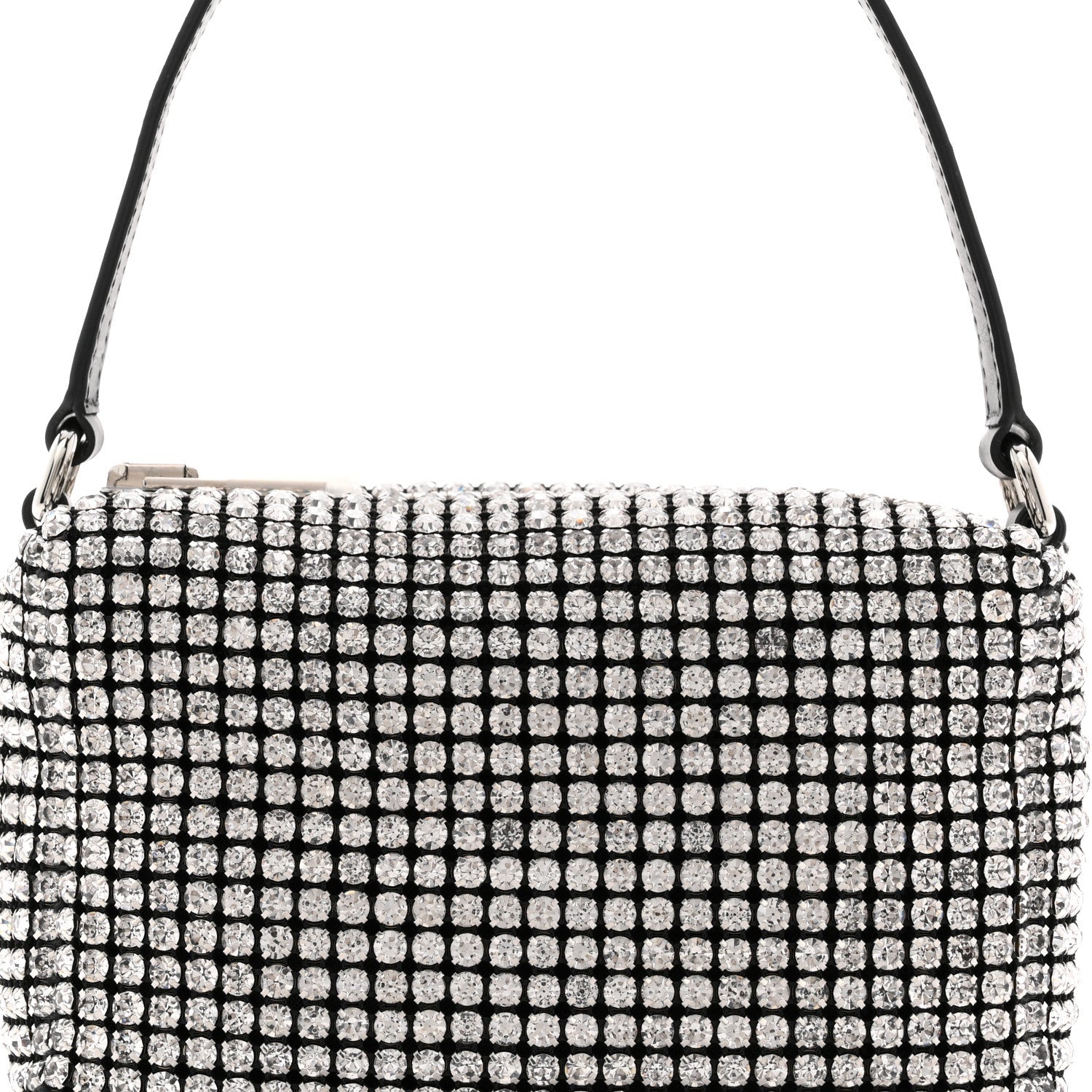 Mesh Crystal Rhinestone Mini Heiress Pouch Black Silver