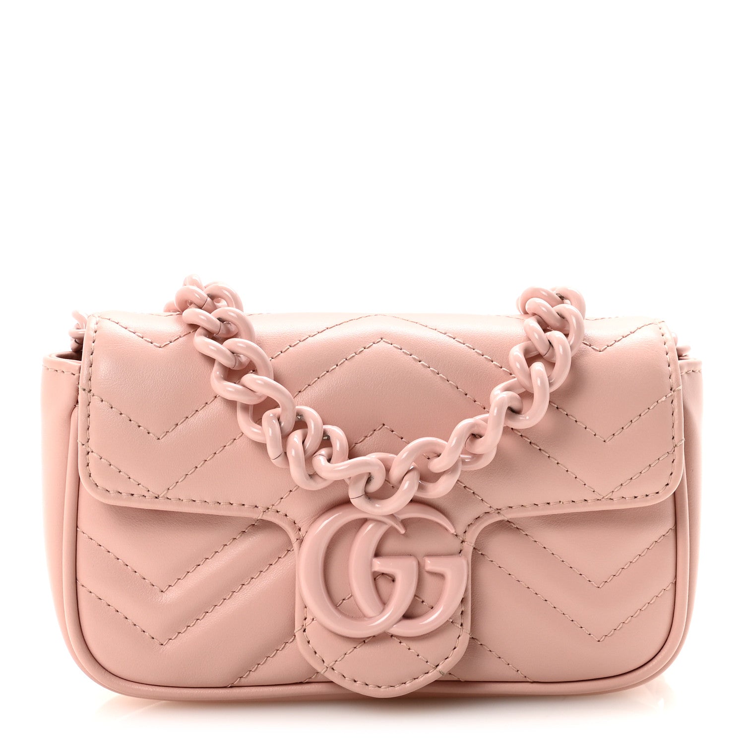 Calfskin Matelasse Monochrome GG Marmont Chain Belt Bag Perfect Pink