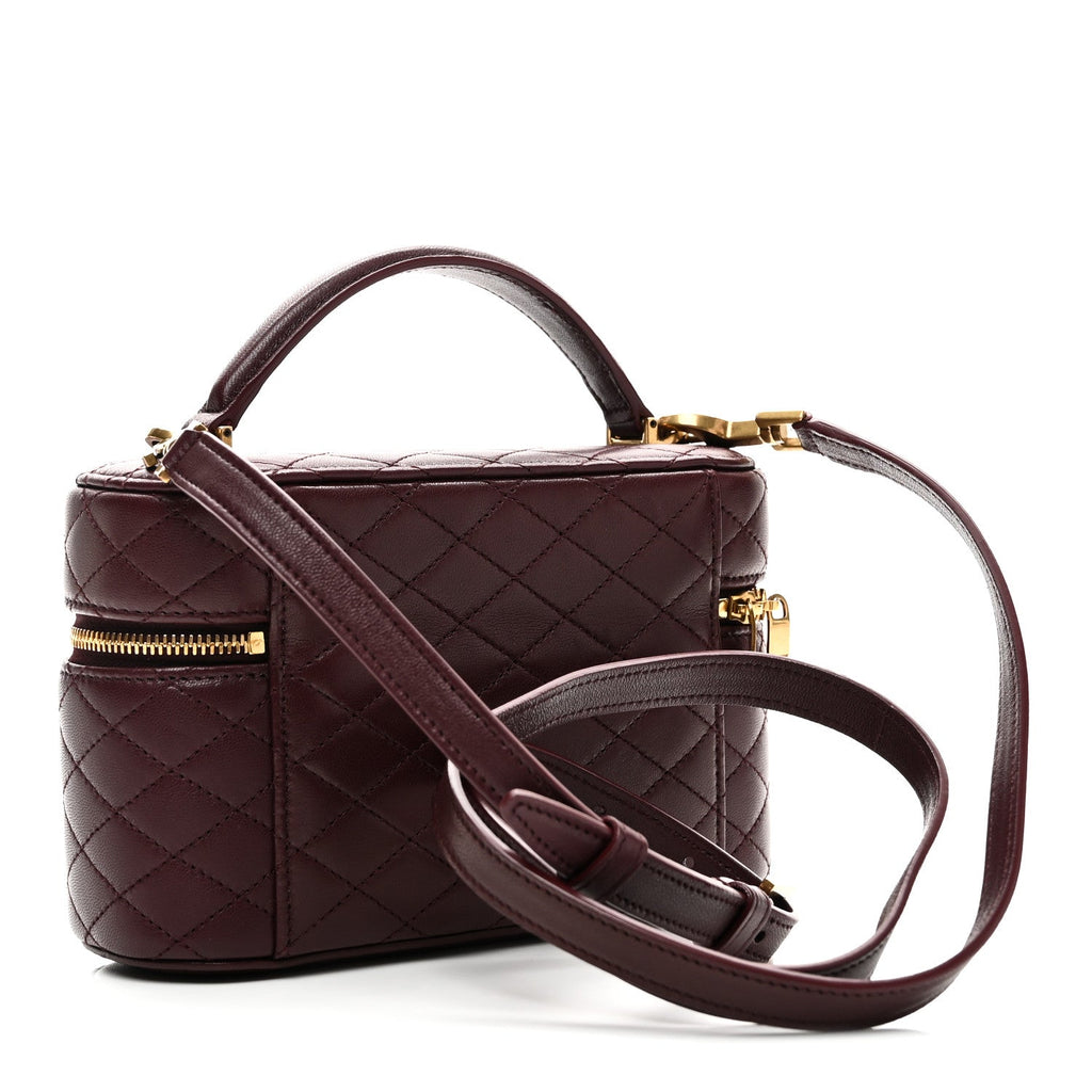 Lambskin Quilted Mini Gaby Vanity Case Rouge Cabernet