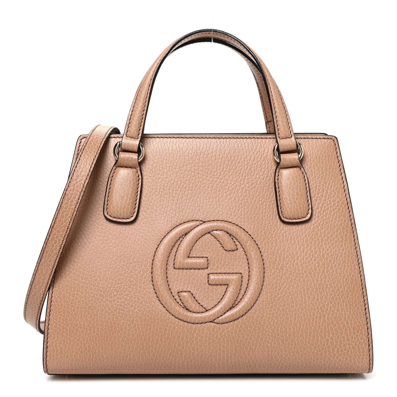 Dollar Calfskin Medium Soho Top Handle Satchel Camelia
