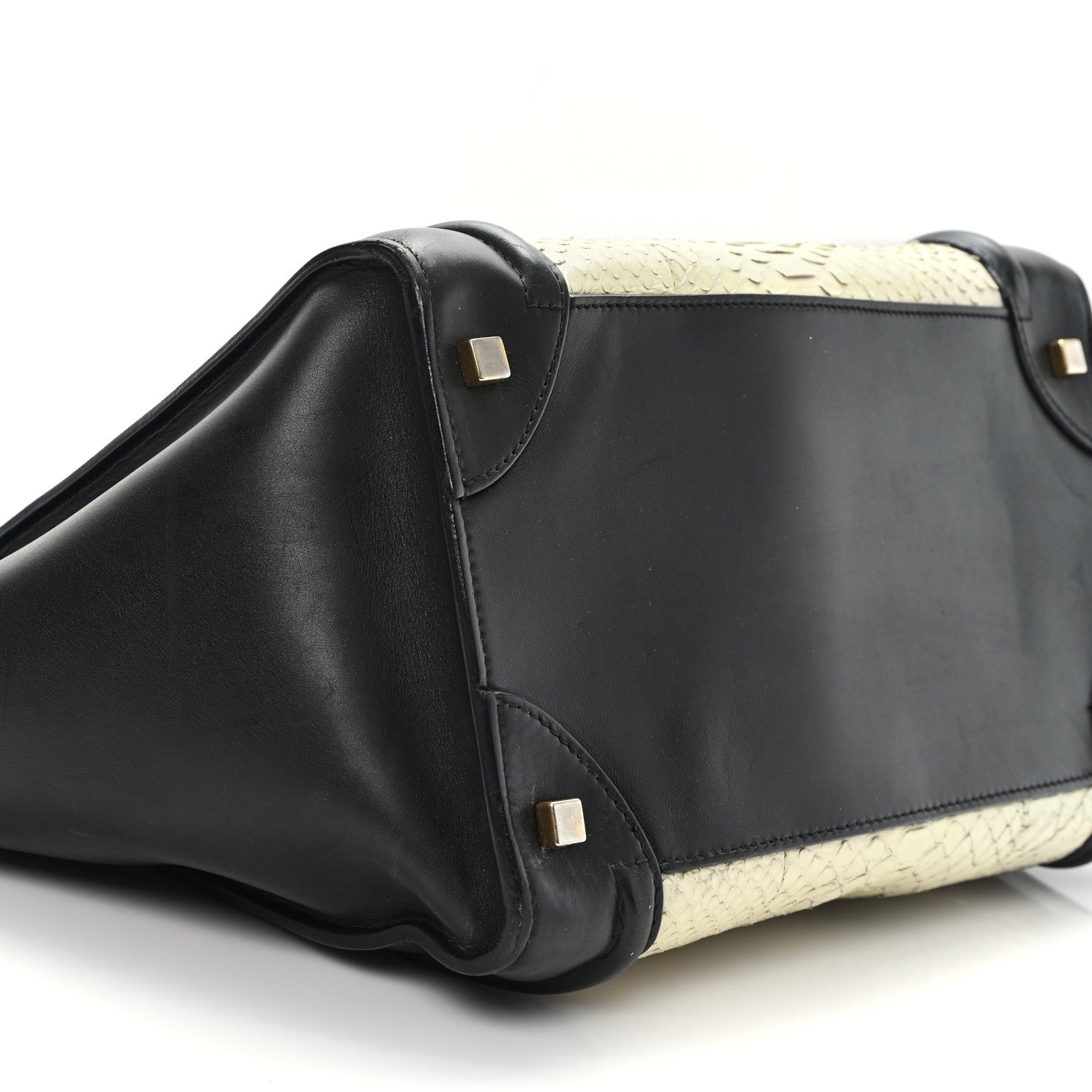 Calfskin Snakeskin Mini Luggage Black White