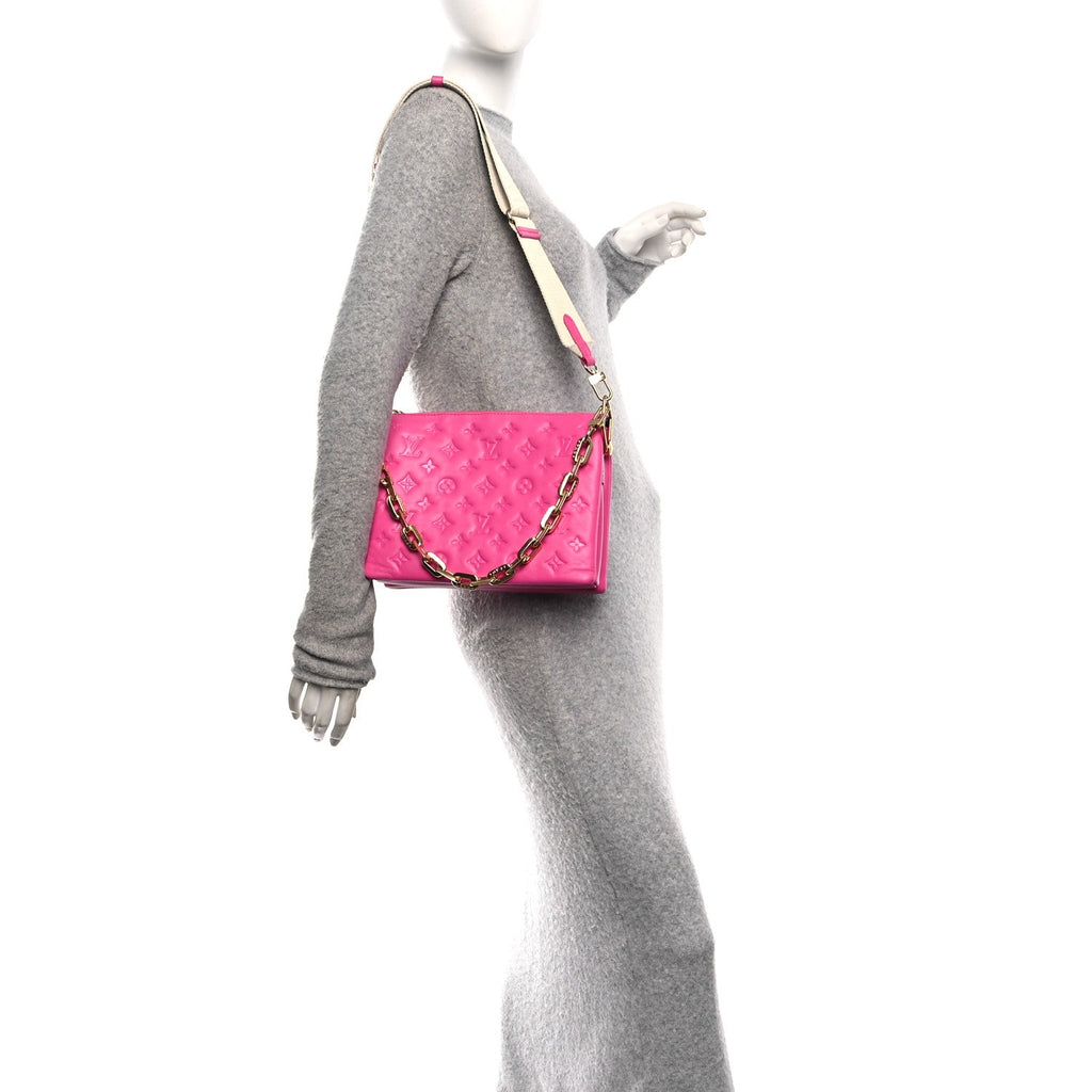 Lambskin Embossed Monogram Coussin PM Rose Miami