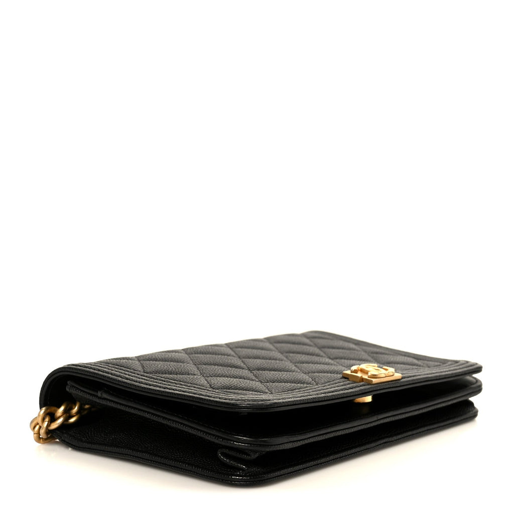 Caviar Quilted Boy Wallet On Chain WOC Black