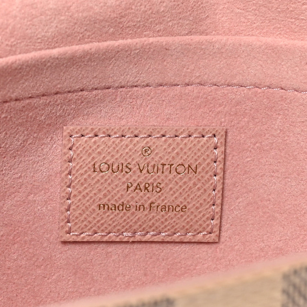 Damier Azur Pochette Felicie Chain Wallet Rose Ballerine