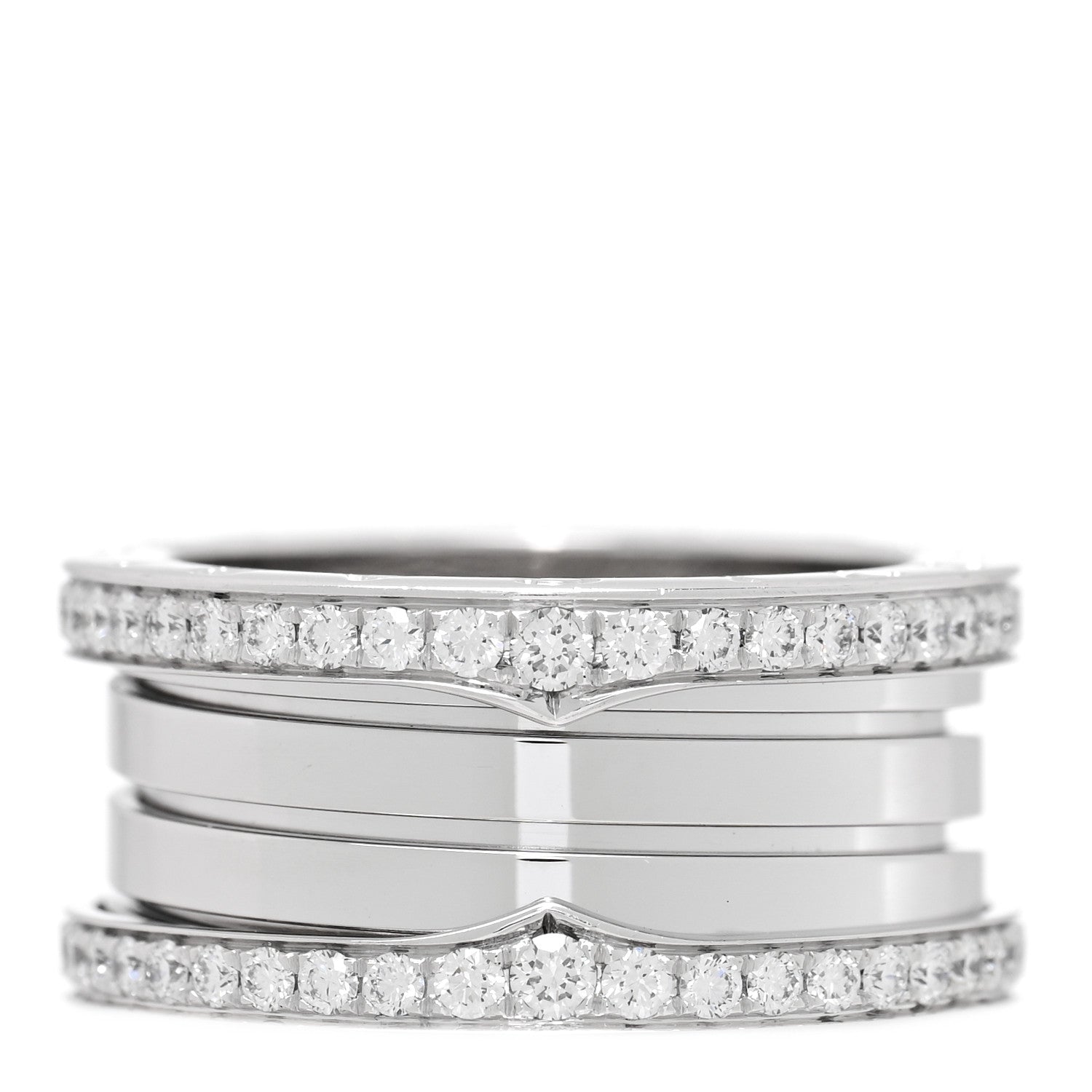 18K White Gold Diamond B.Zero1 Four-Band Pave Ring 56 7.5