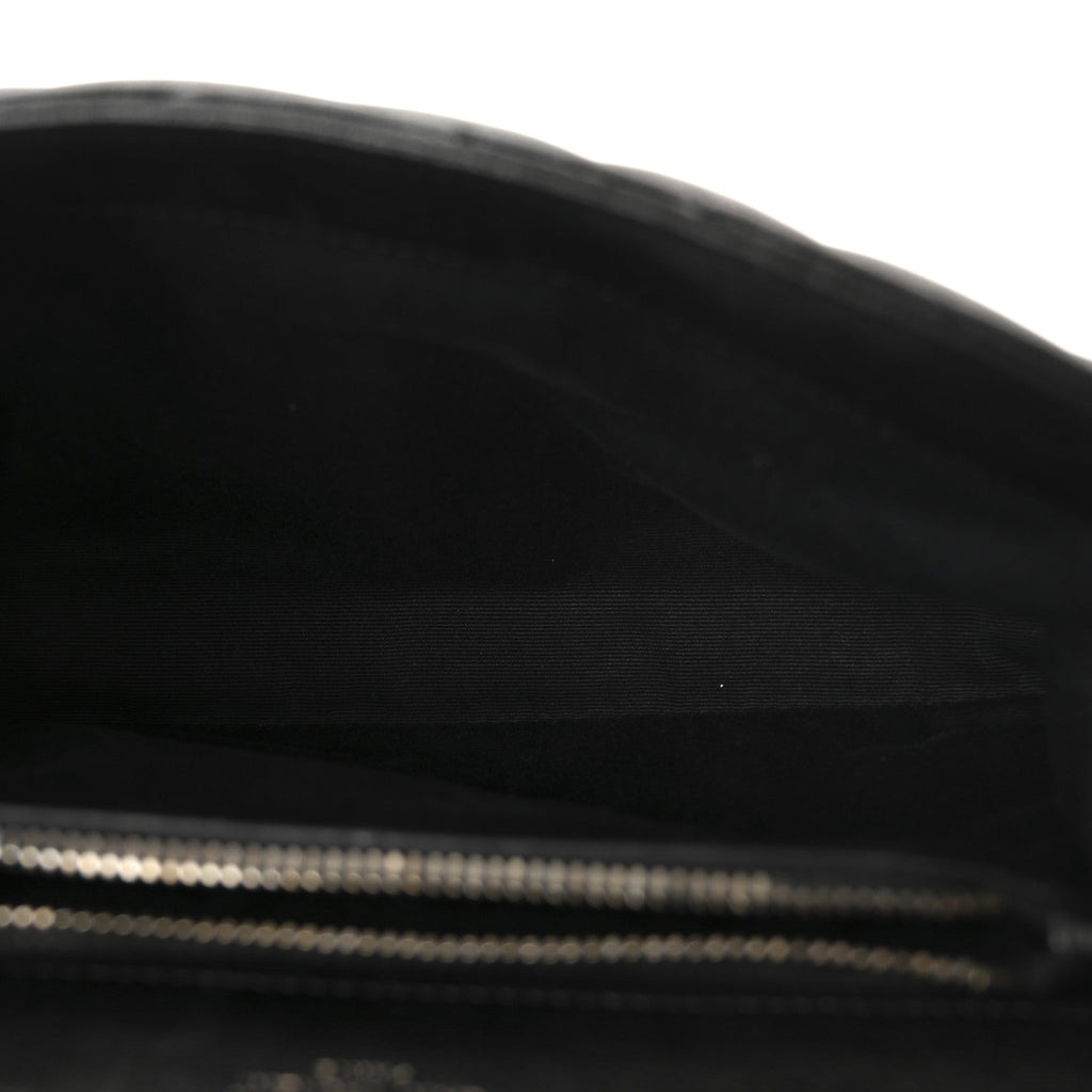 Sheepskin Matelasse Chevron Monogram Medium College Bag Black