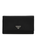 Tessuto Nylon Continental Flap Wallet Black