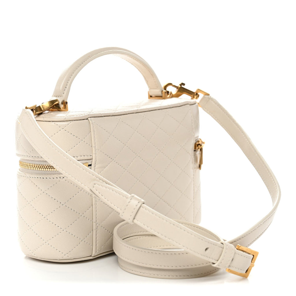 Lambskin Quilted Mini Gaby Vanity Case Crema Soft