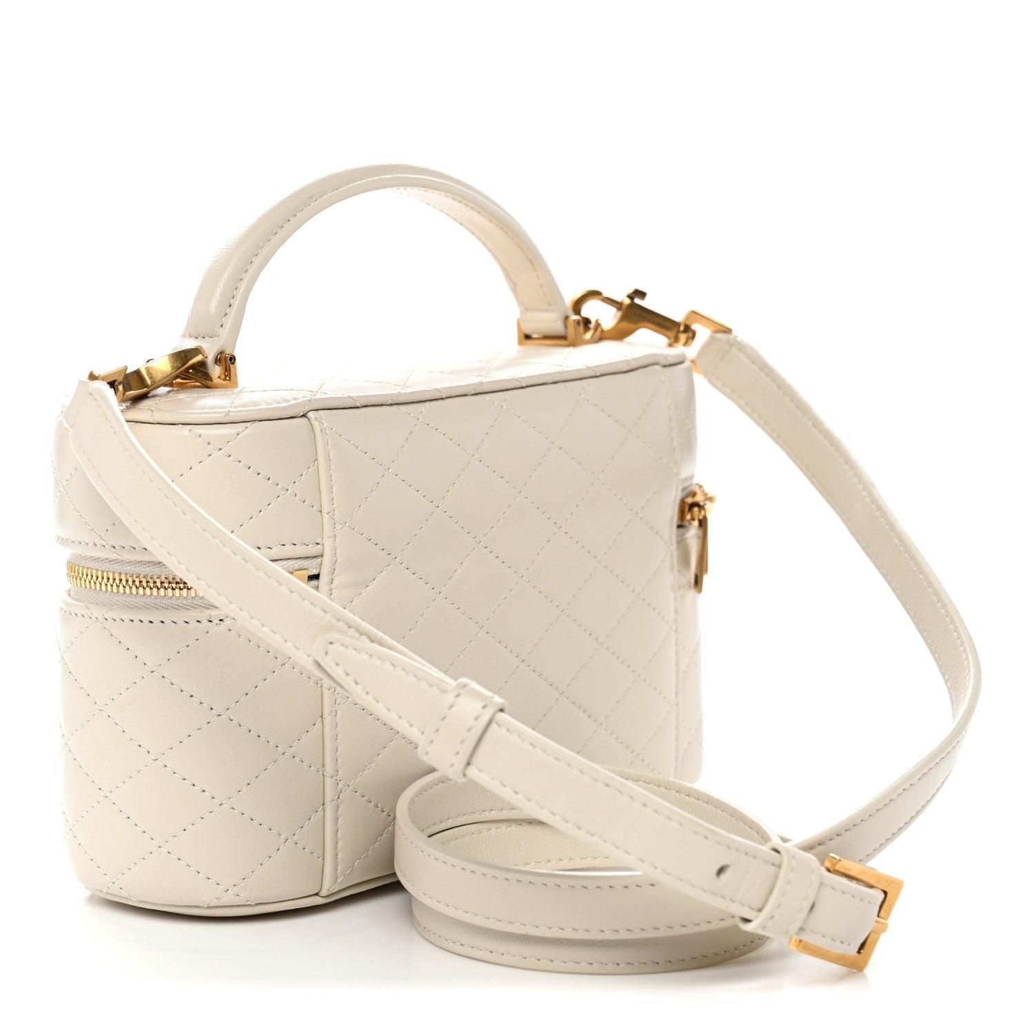 Lambskin Quilted Mini Gaby Vanity Case Crema Soft
