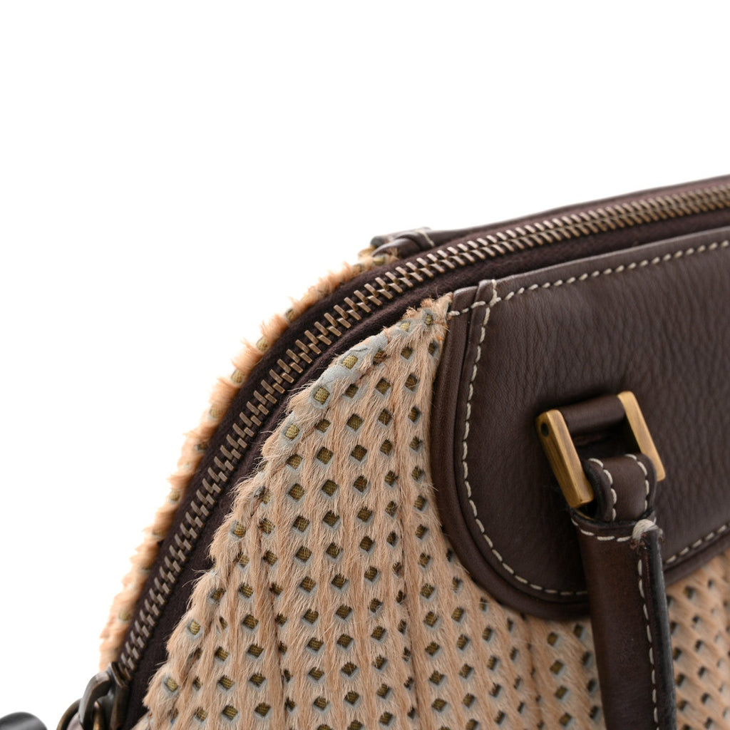 Pony Hair Calfskin Cadillac Tote Brown