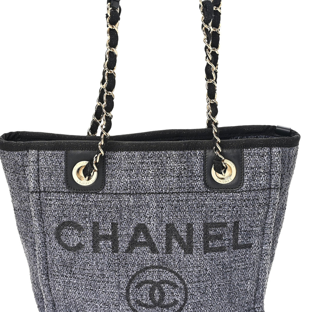 Lurex Boucle Mini Deauville Tote Black