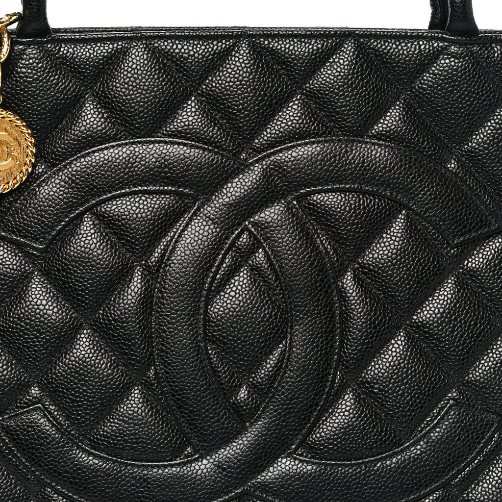 Caviar Quilted Medallion Tote Black