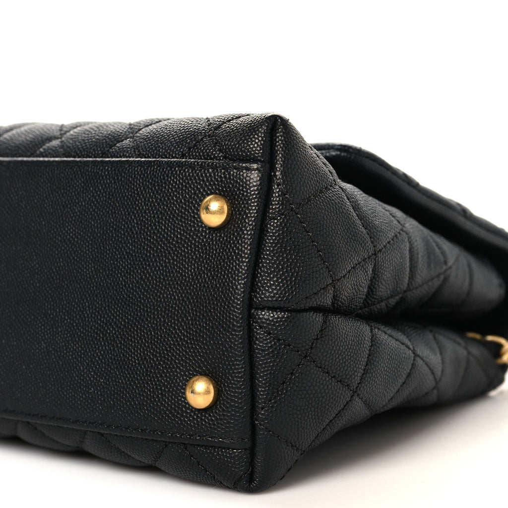 Caviar Quilted Small Coco Handle Flap Black
