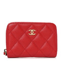 Caviar Quilted Zip Coin Purse Red