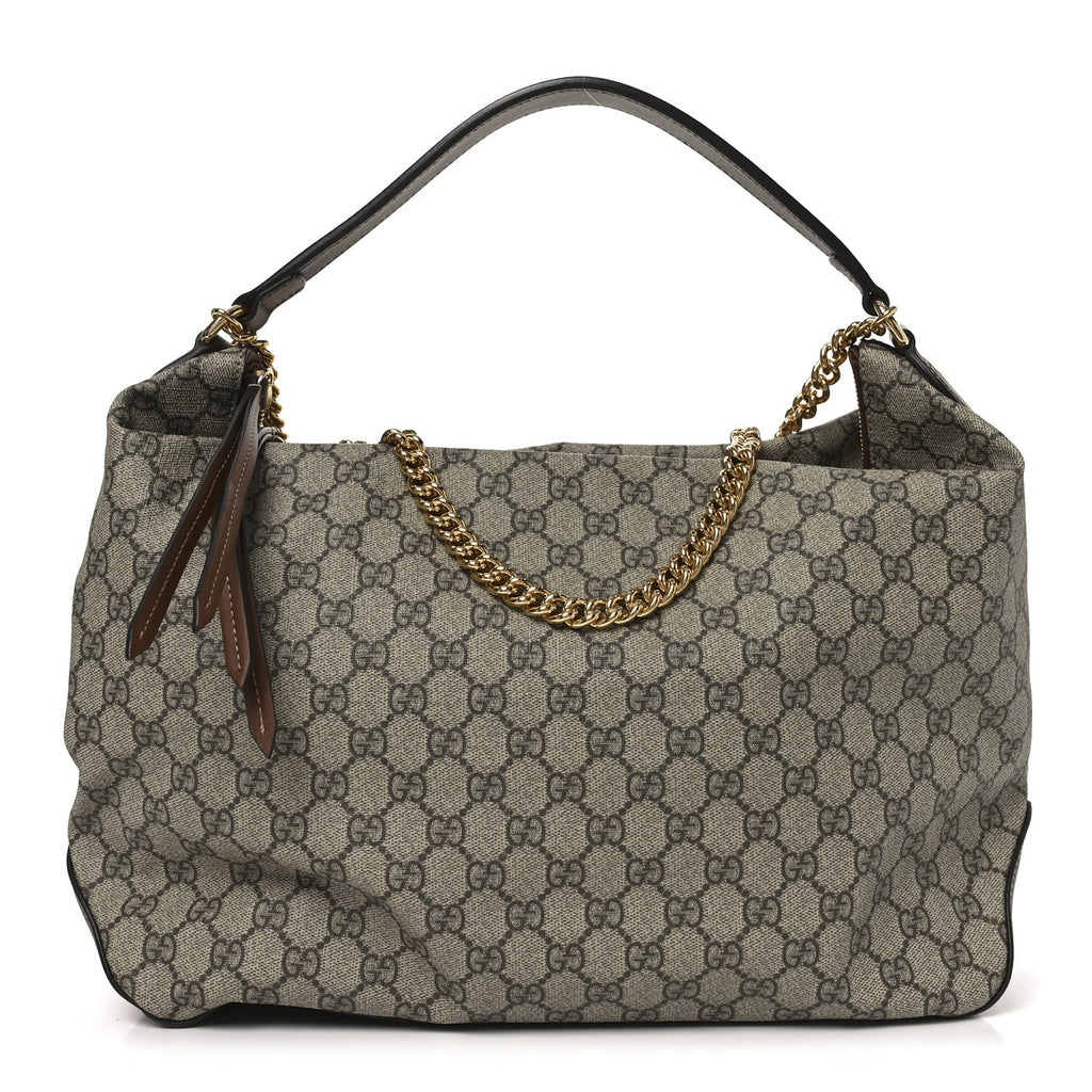 GG Supreme Monogram Large Linea A Hobo Light Brown