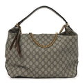 GG Supreme Monogram Large Linea A Hobo Light Brown