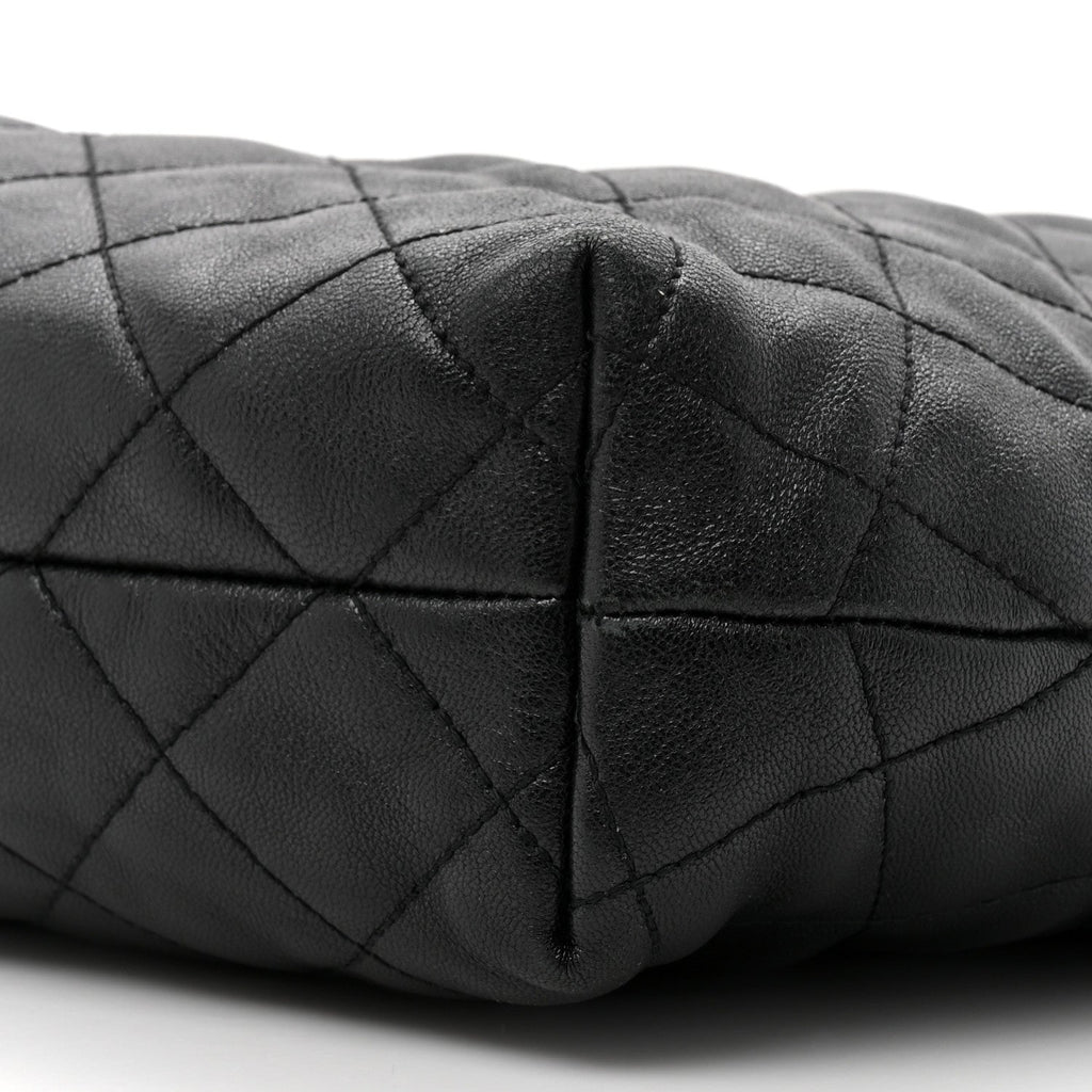 Lambskin Quilted Maxi Icare Shopping Tote Black