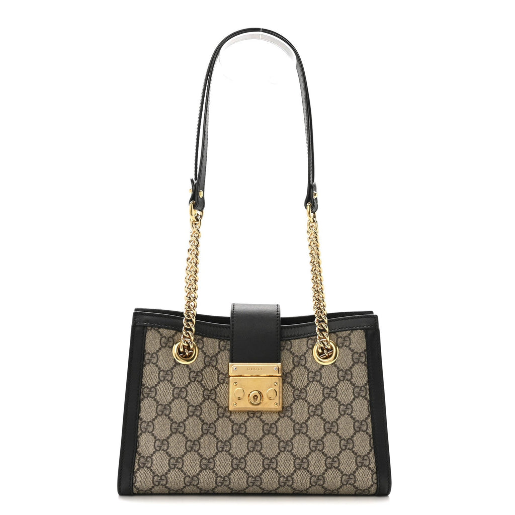 GG Supreme Monogram Small Padlock Tote Black