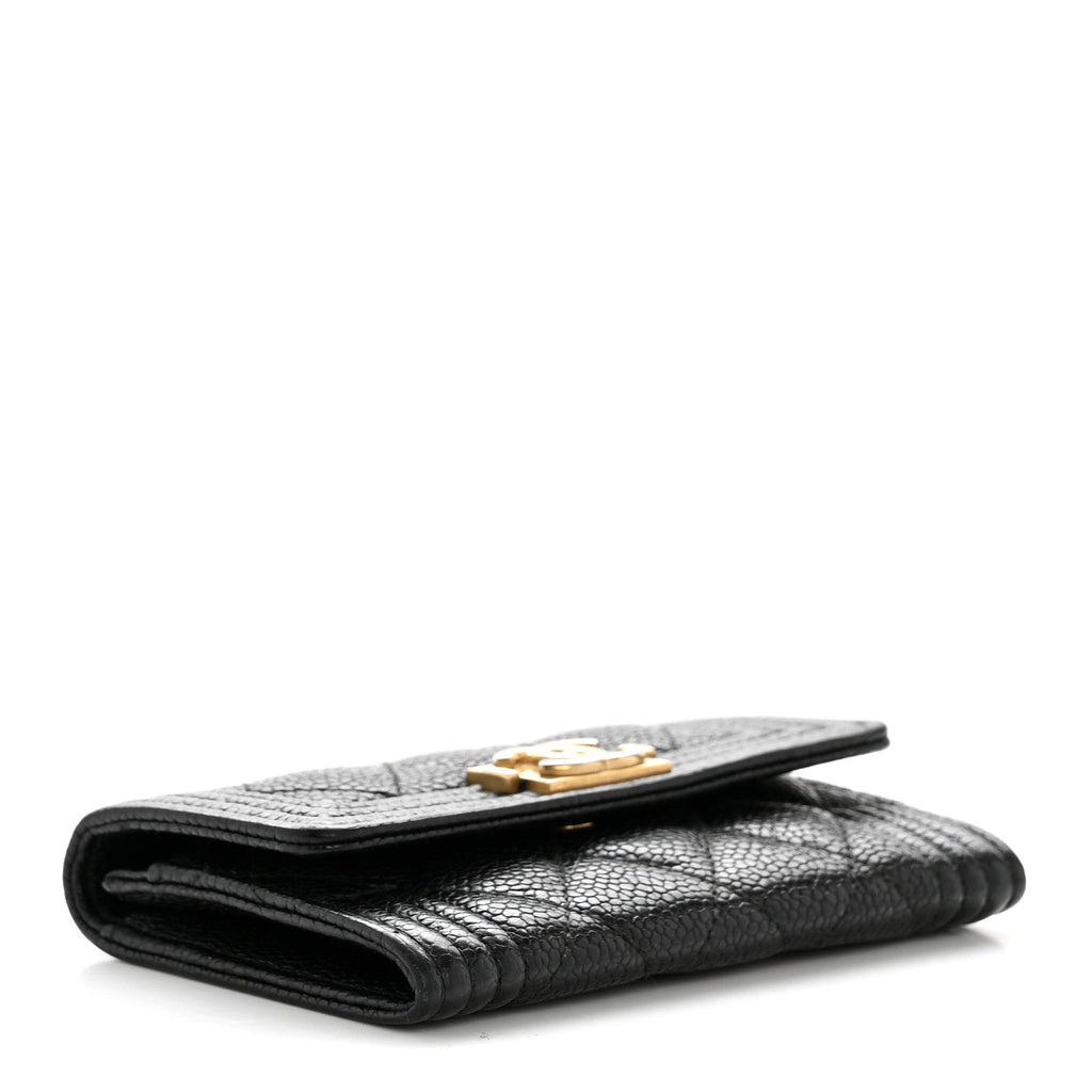 Caviar Quilted Boy Flap  Holder Black