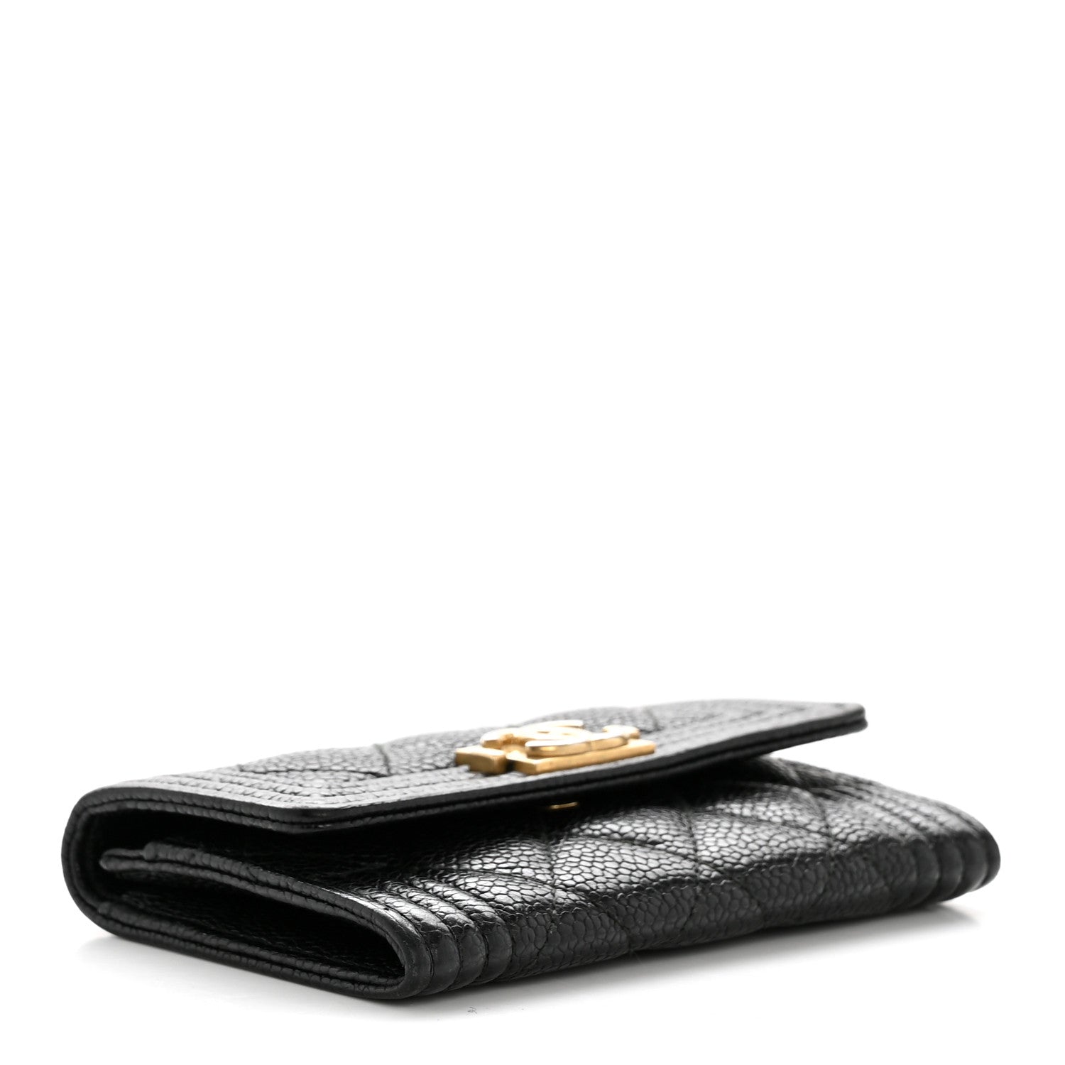 Caviar Quilted Boy Flap  Holder Black