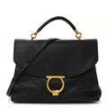 Calfskin Embossed Medium Margot Top Handle Satchel Black
