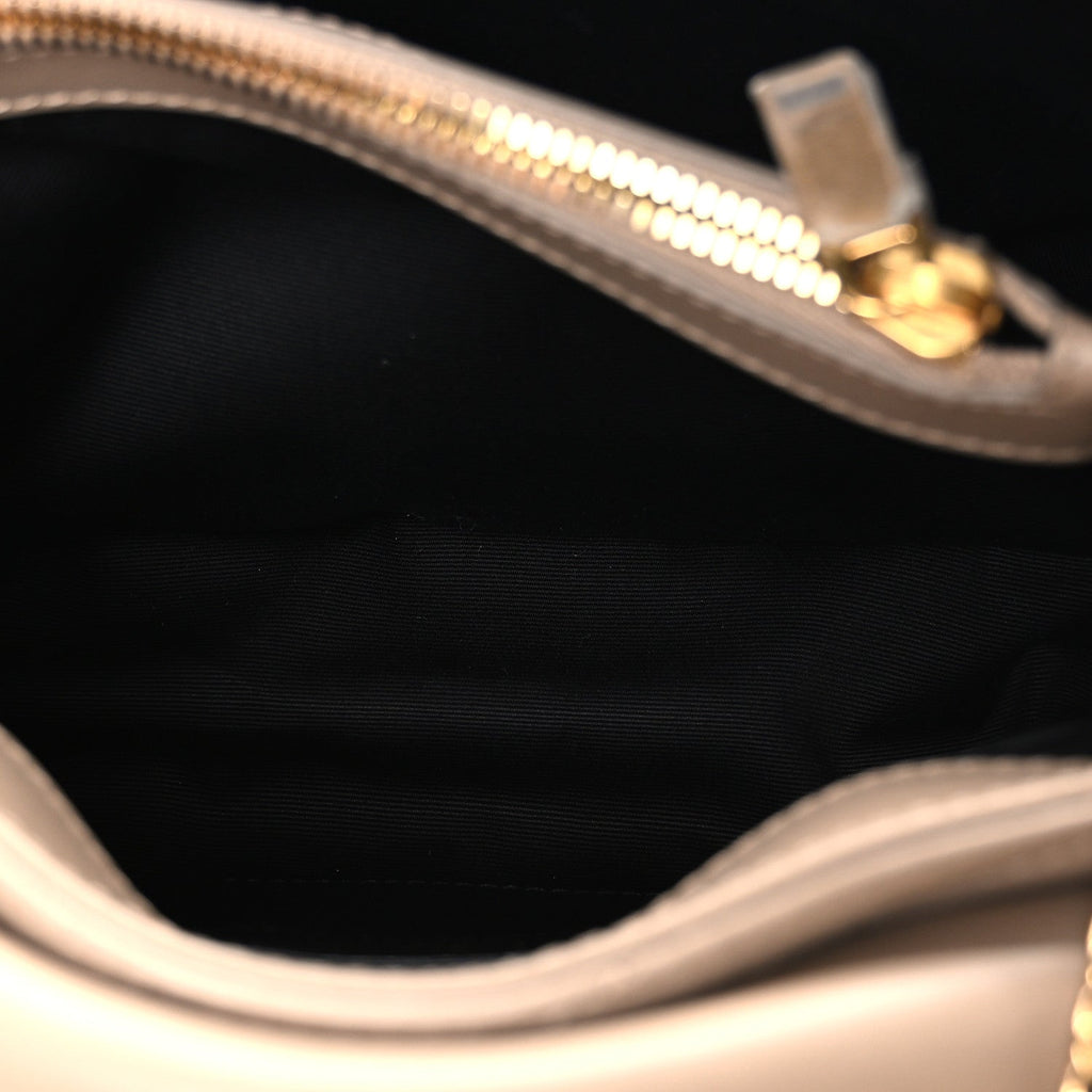 Calfskin Y Quilted Monogram Small Loulou Chain Satchel Dark Beige