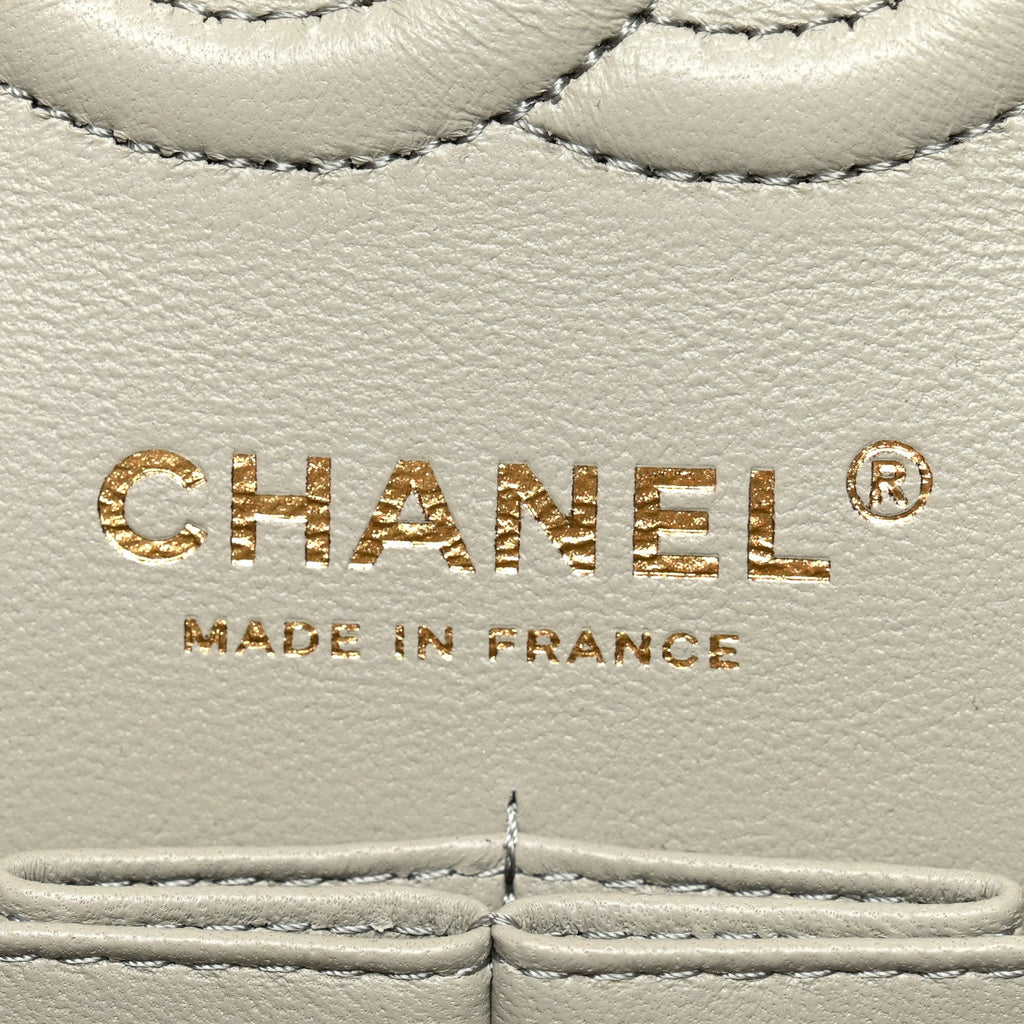 Lambskin Quilted Small Double Flap Grey