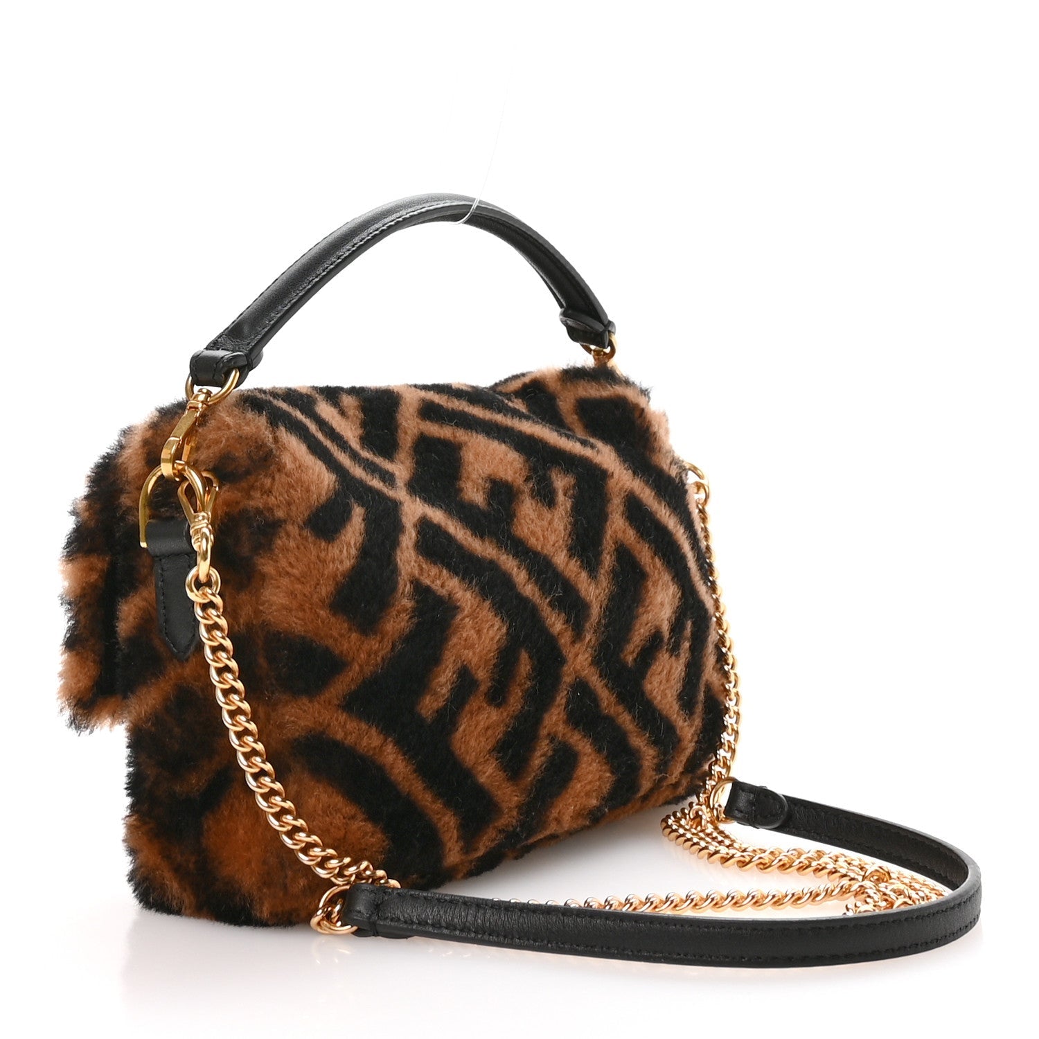 Shearling Vitello Dolce Macro FF 1974 Mini Tobacco Black