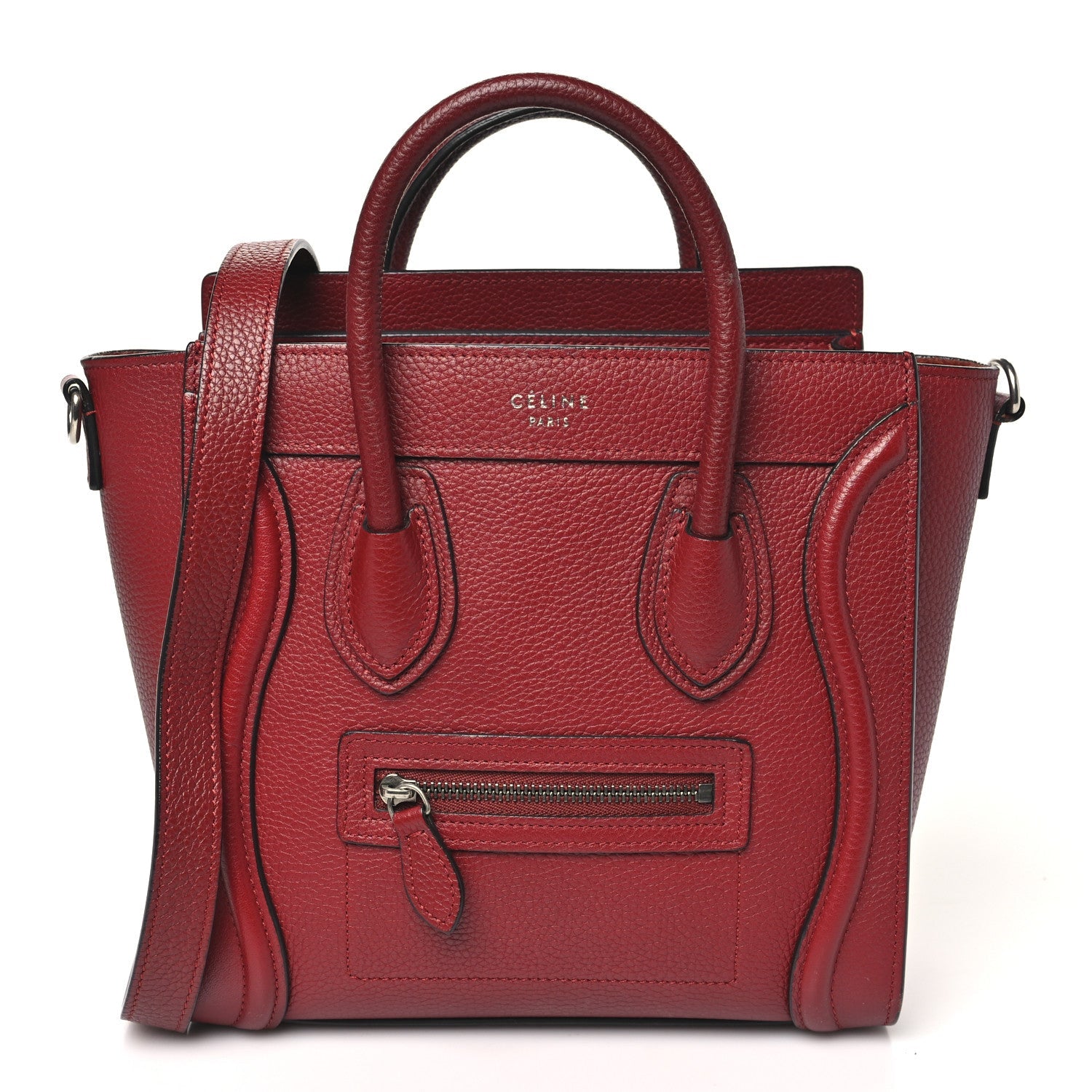Drummed Calfskin Nano Luggage Merlot
