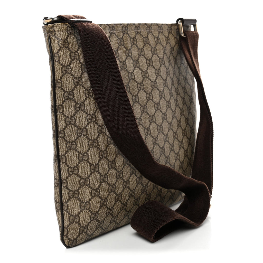 GG Supreme Monogram Medium Flat Messenger Bag Dark Brown