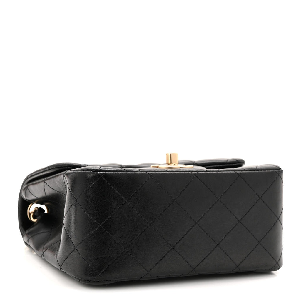 Lambskin Quilted Mini Square Flap Black
