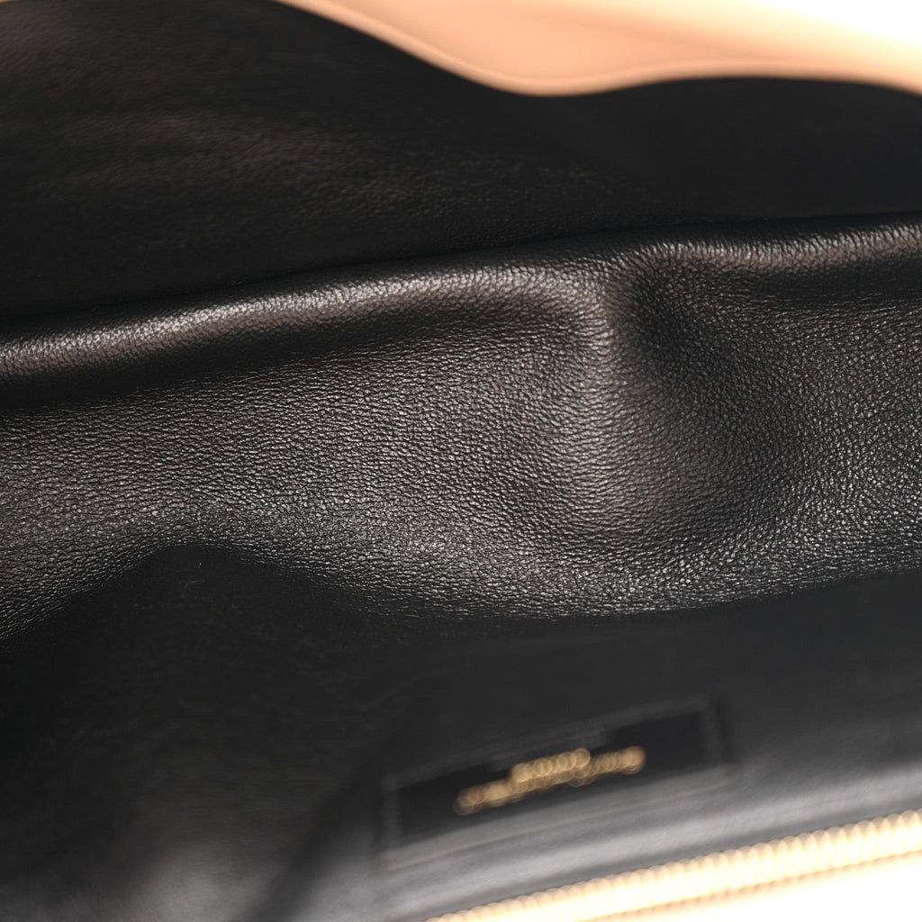 Lambskin Quilted Sade Puffer Envelope Clutch Dark Beige