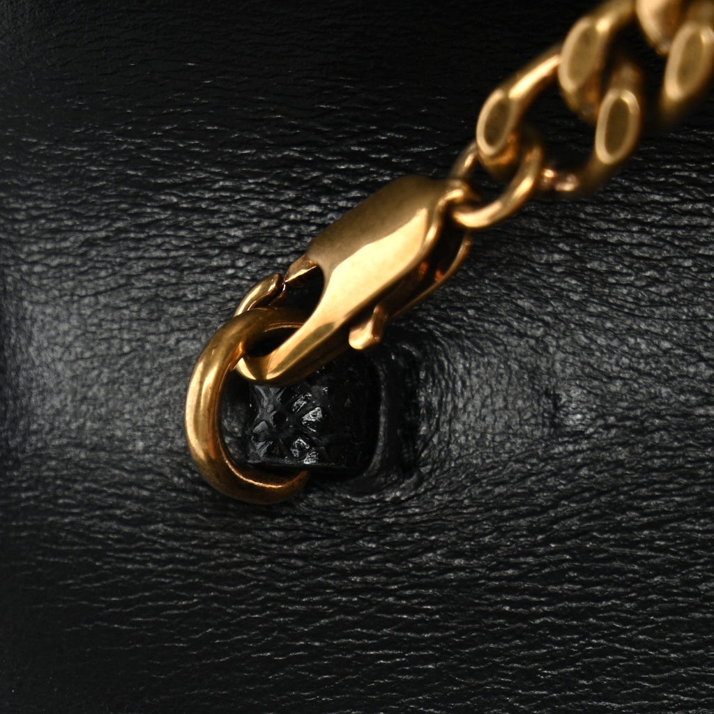 Coated Bark Calfskin Sunset Chain Wallet Black