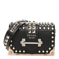 City Calf Saffiano Studded Cahier Bag Black