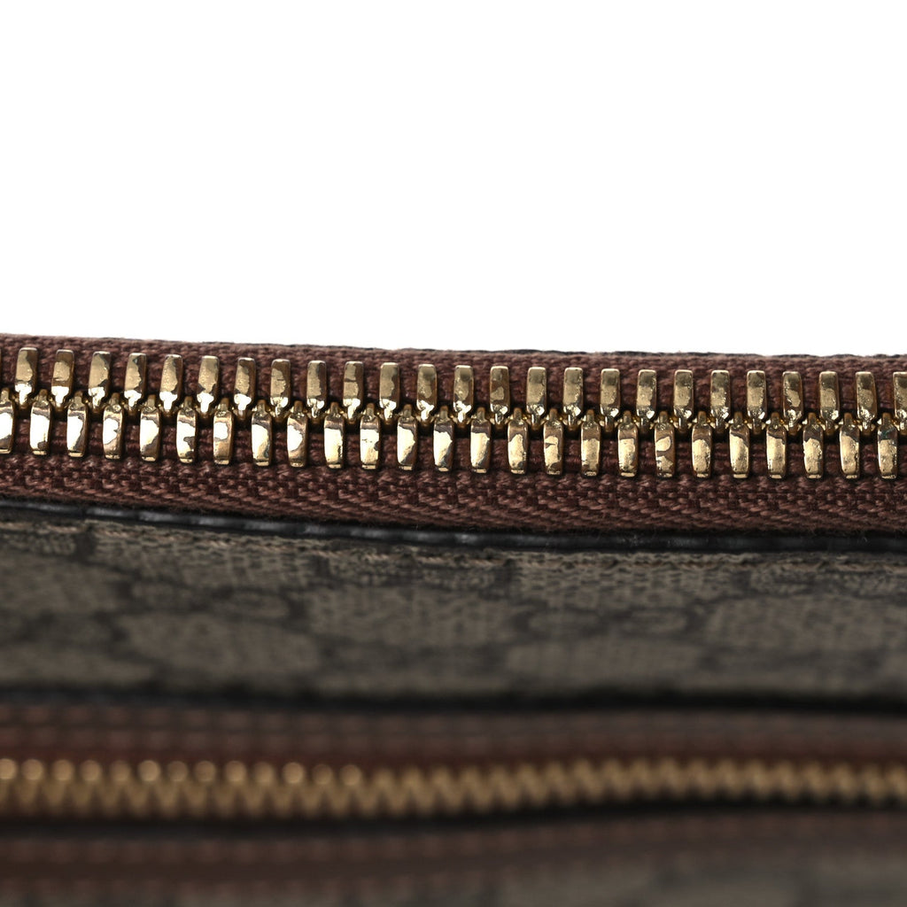 GG Supreme Monogram Azalea Calfskin Retro Interlocking G Flat Messenger Bag Beige Ebony Brown Sugar