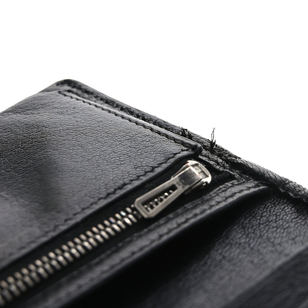 Shiny Alligator Bearn Gusset Wallet Black